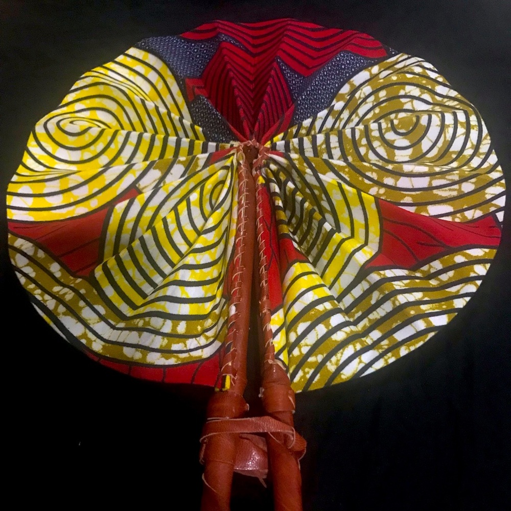 African fan made from authentic Ankara African fabric.